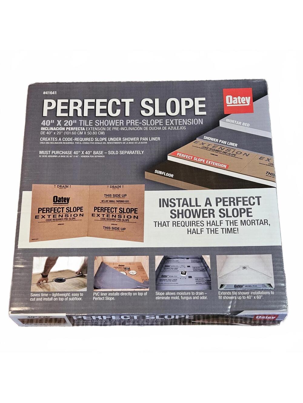 NEW Sealed Oatey Perfect Slope Extension 40 x 20 Inch Tile Shower Pre-slope